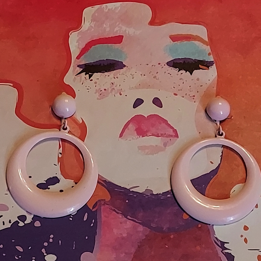 Vintage 60's Pink Clip Hoops